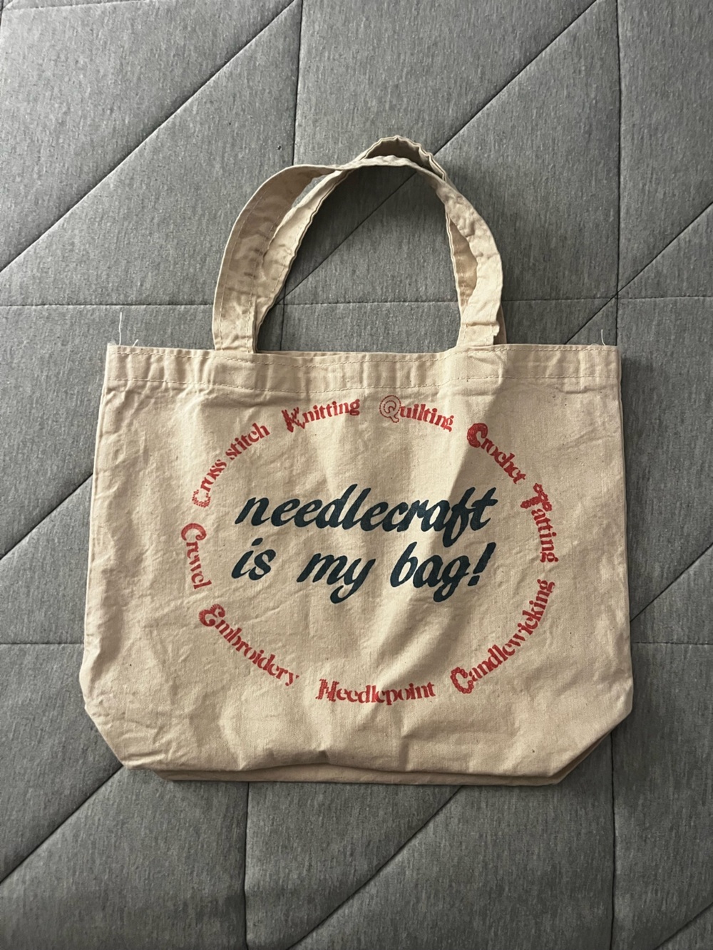 Natural Canvas Tote Bag with Printed Vintage Inspired Script